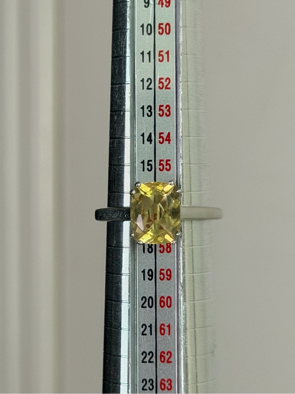 925 Sterling Silver Cushion Cut Citrine Ring - Size 8